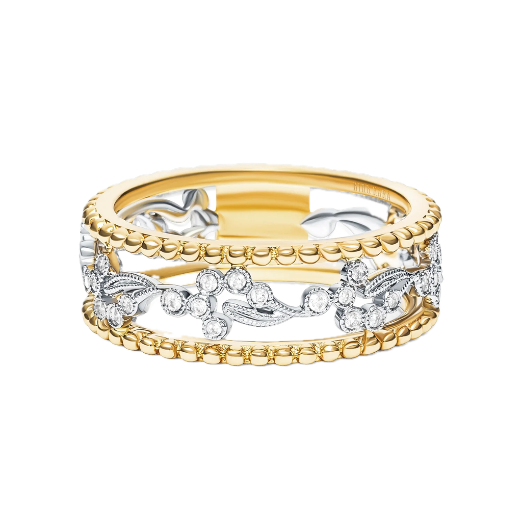 Paisley Swirl Beaded Wide Diamond Fashion Band