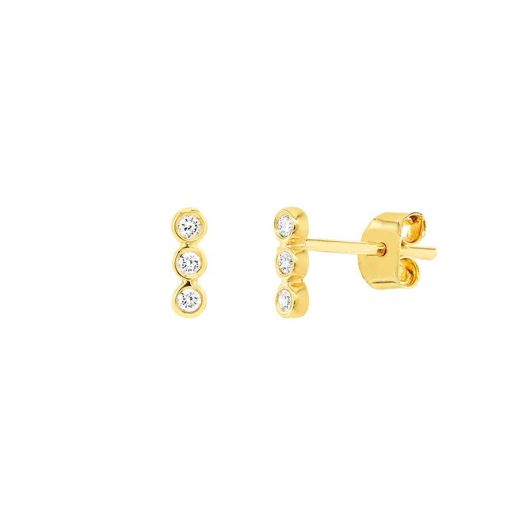 Trio Diamond Bezel Earrings