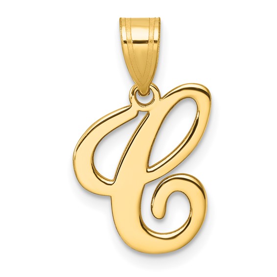 14K Script Letter Initial Pendant