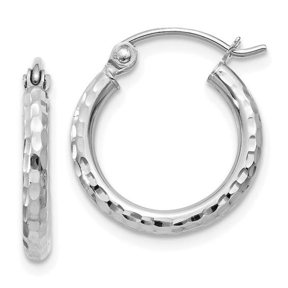 Diamond-cut 2mm Round Tube Hoop Earrings