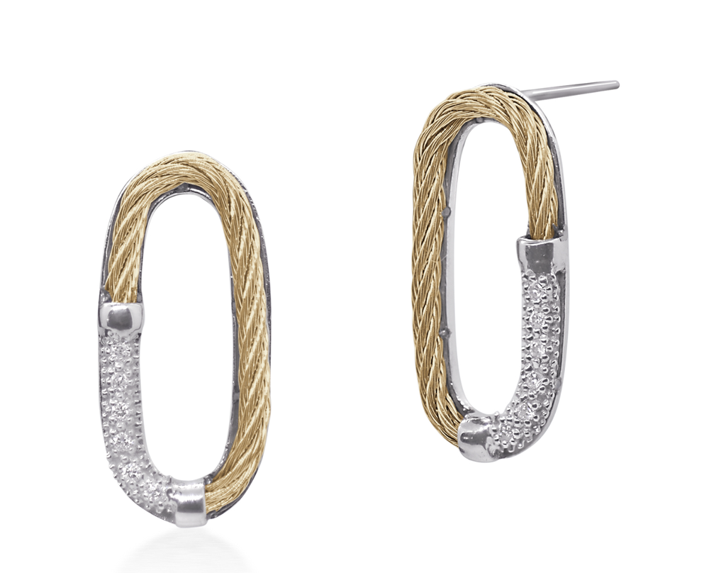 Cable Paperclip Earrings with 18kt Gold & Diamonds