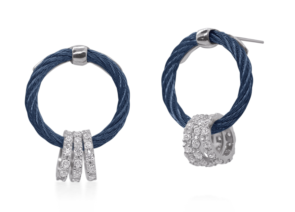 Cable Circle Spinning Drop Earrings with 18kt Gold & Diamonds