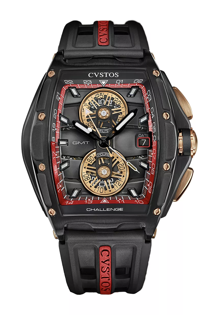 Chrono GMT Black Steel/Red Dial