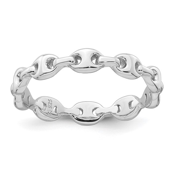 Sterling Silver Rhodium-plated Polished Mariner Link