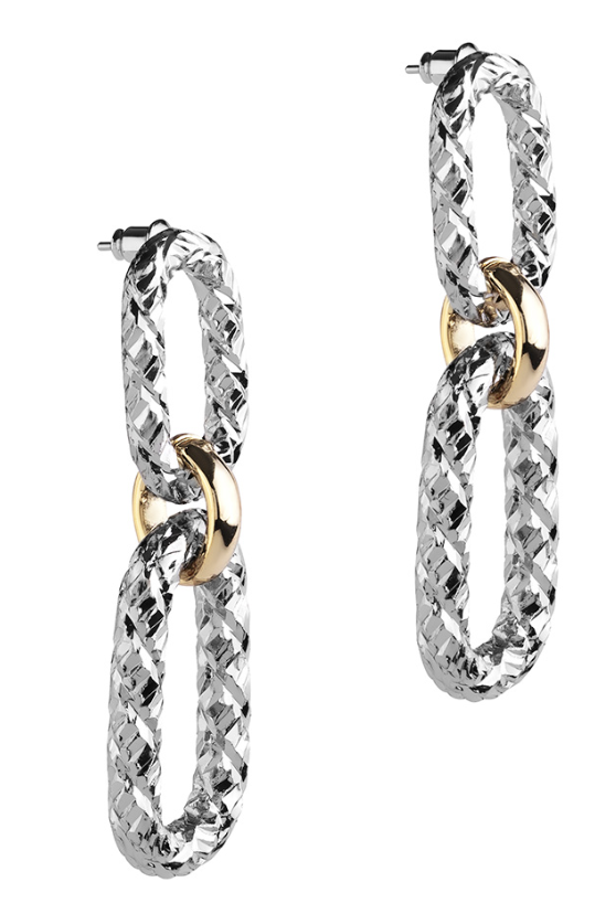 Diva Chain Link Two Tone Earrings