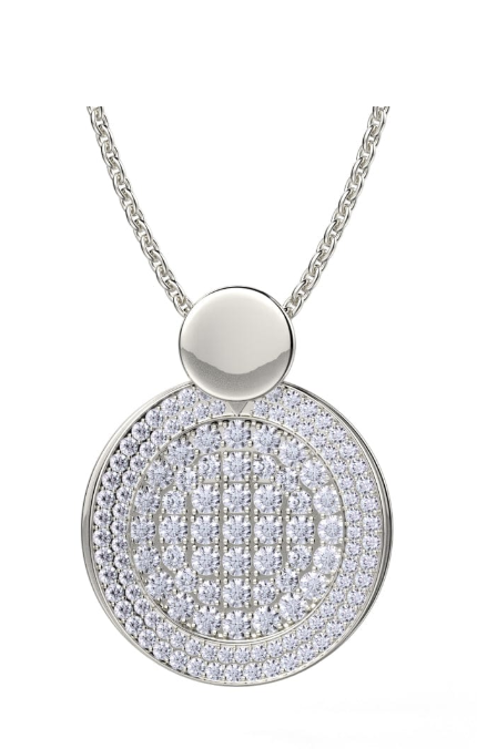 Diamond Filled Circle Pendant Necklace