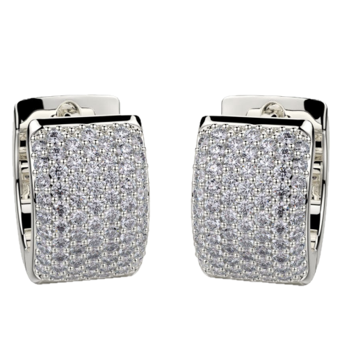Wide Huggie Diamond Hoop Earrings