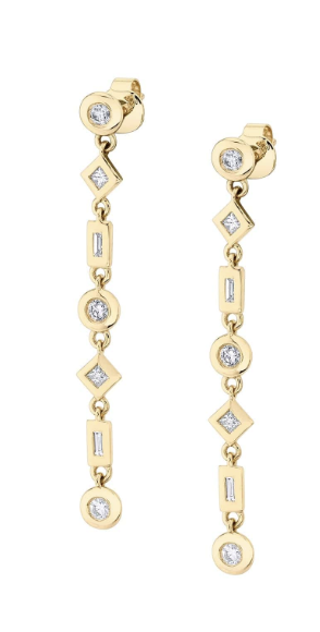 Mixed Shape Bezel Tennis Earrings