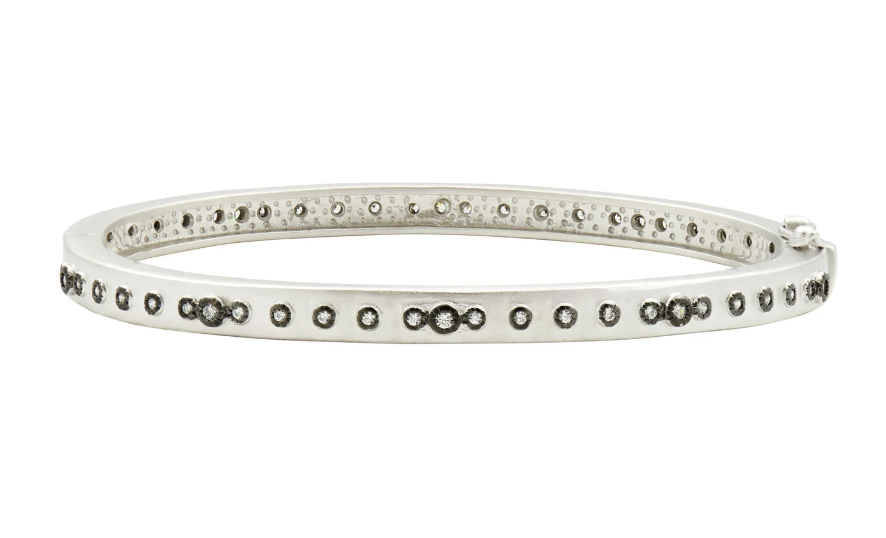 Mini Stud Bezel Stone Eternity Hinge Bangle