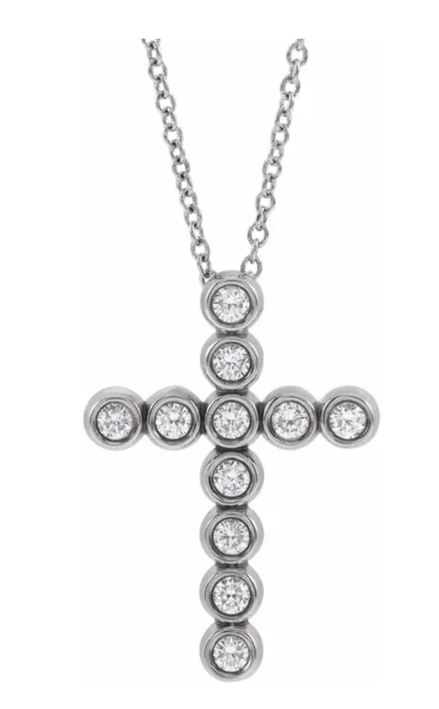 14K 1/4 CTW Natural Diamond Cross Necklace