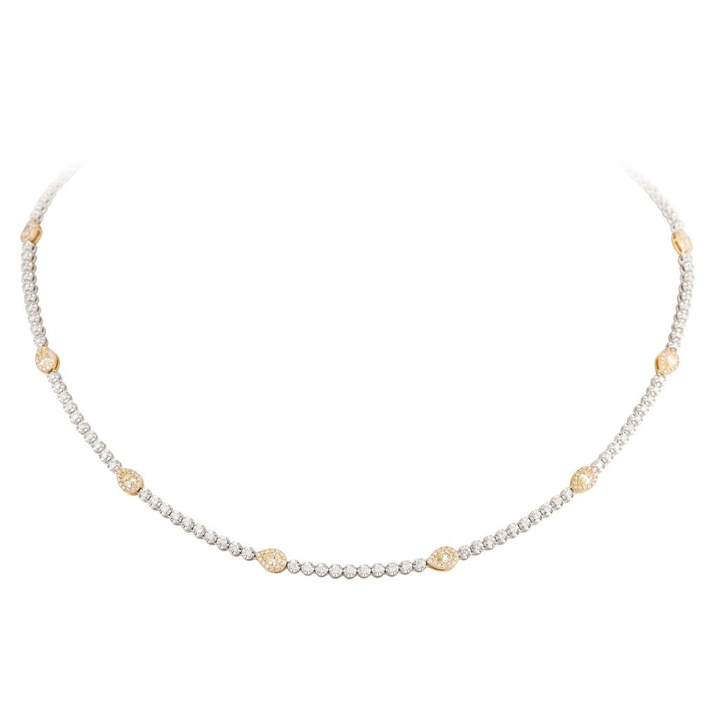 Yellow Pear Diamonds on a Tennis Necklace