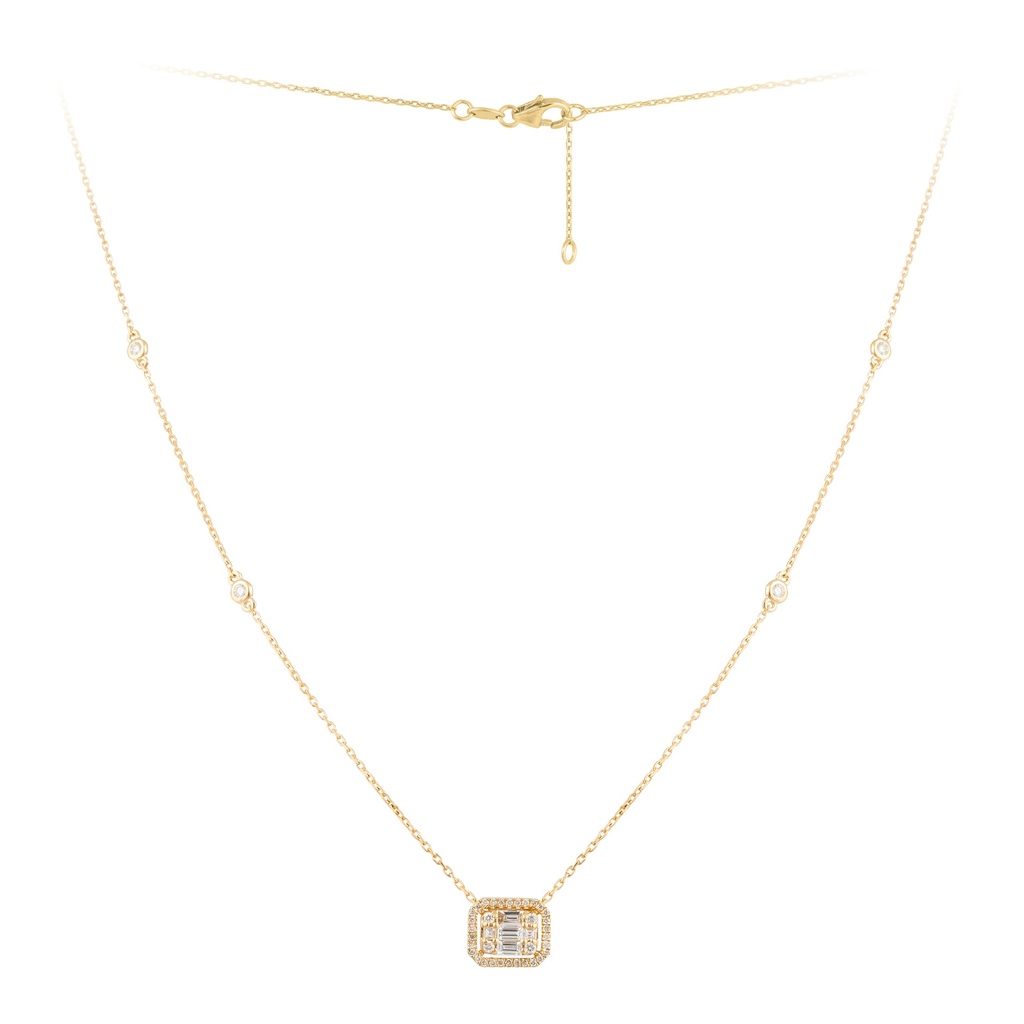 Baguette and Round Diamond Pendat