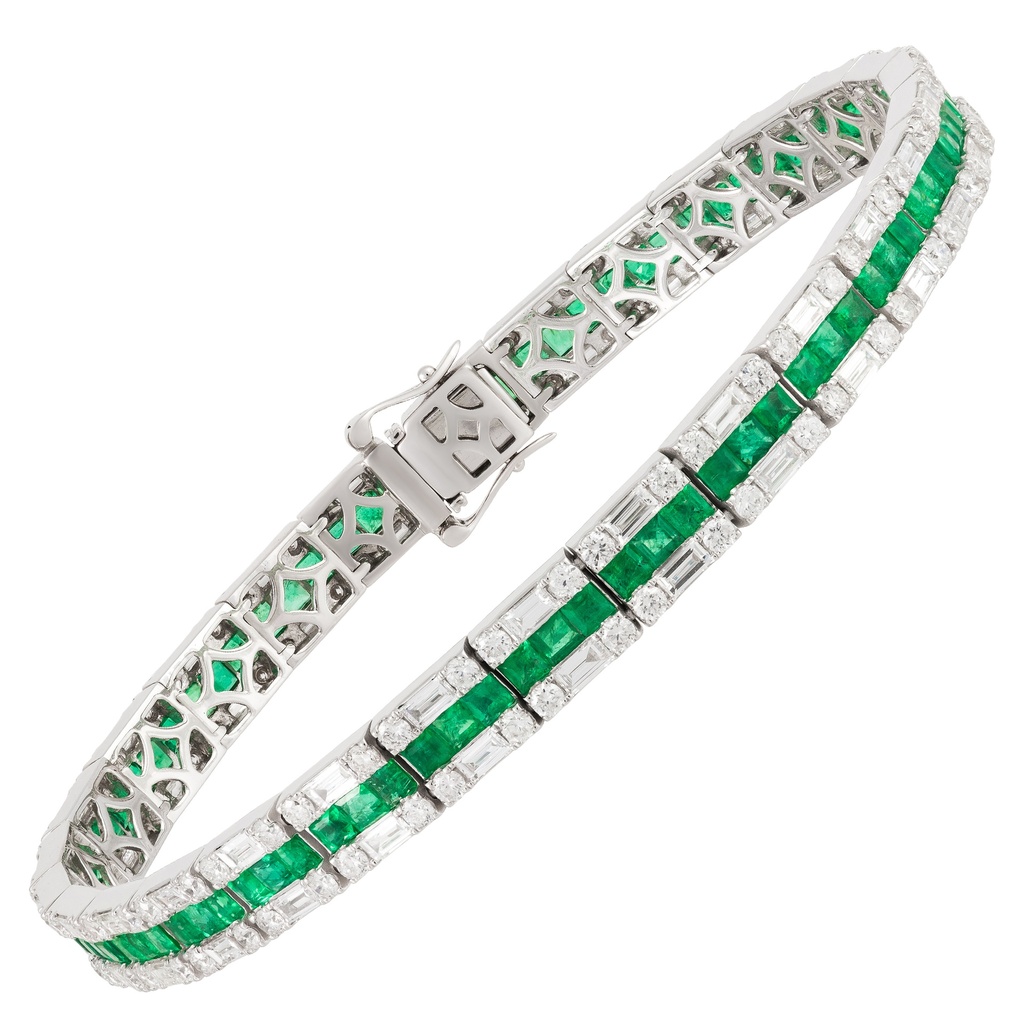 Emerald and Diamond Eternity Bracelet