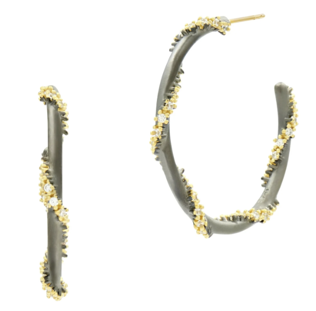 Midnight Pavé Roped Hoop Earring