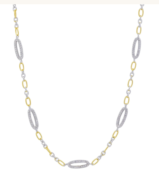 Signature Oval Pavé Station Short Chain Link Necklace