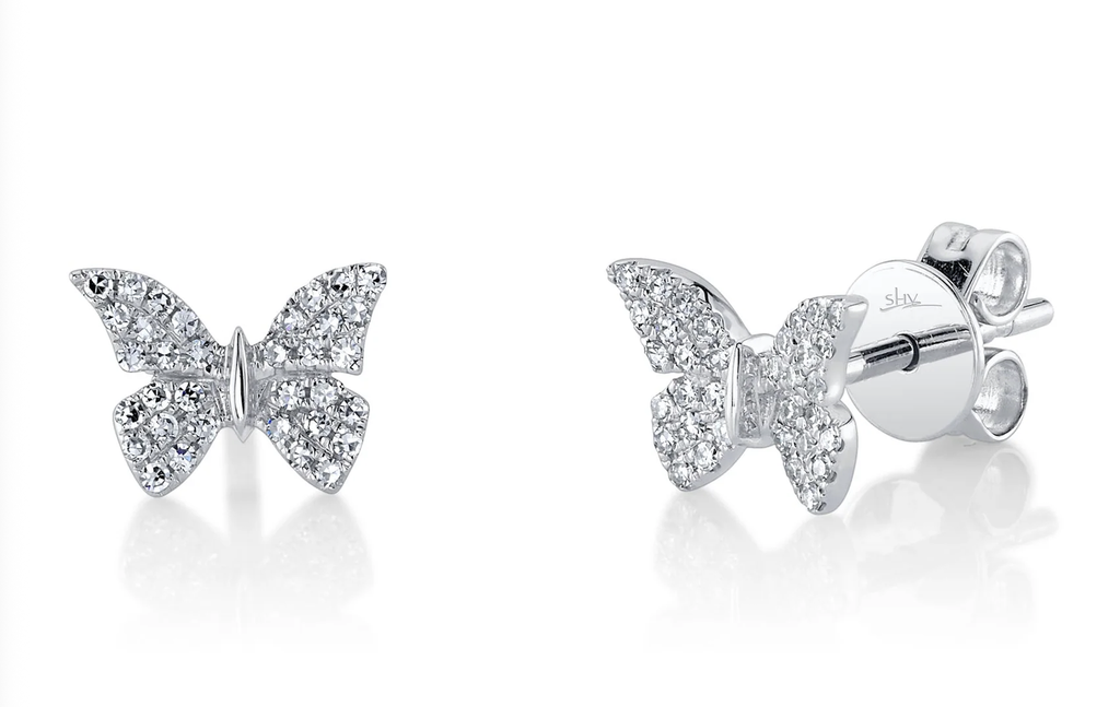 0.15CT DIAMOND BUTTERFLY STUD EARRING
