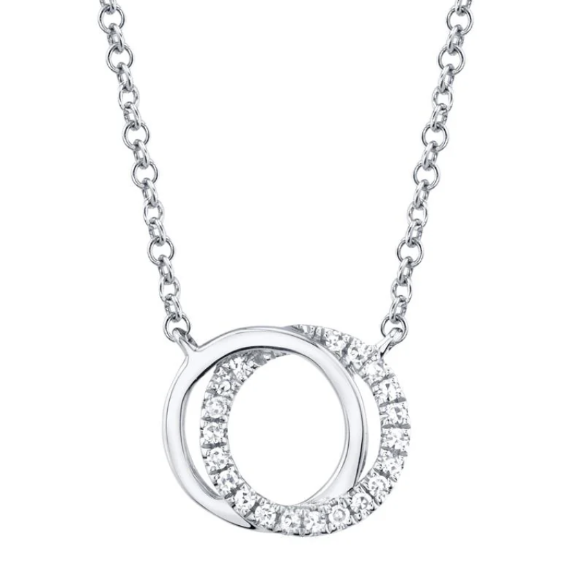 14k Diamond Love Knot Circle Necklace