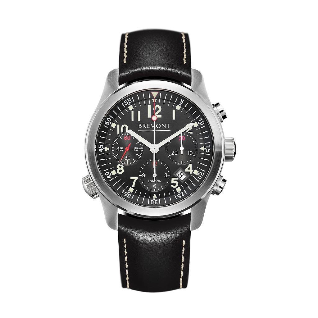 Bremont Alt1-P W/Black Dial On Black Leather Strap