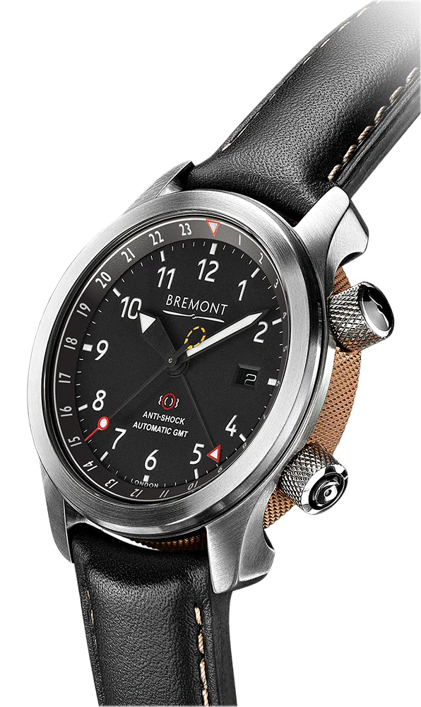 Bremont MbIII/Bz Watch. Black Dial Black Strap. Brown Case Barrel. 43m