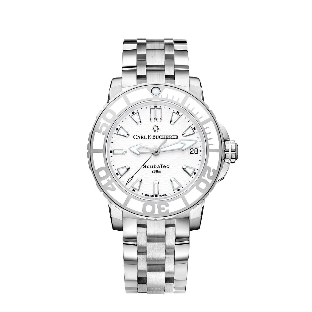 Carl F. Bucherer Stainless Ss/Ceramic Patravi Scubatec White Dial