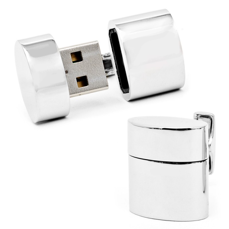 Sterling Silver Oval 2gb Usb Cufflinks