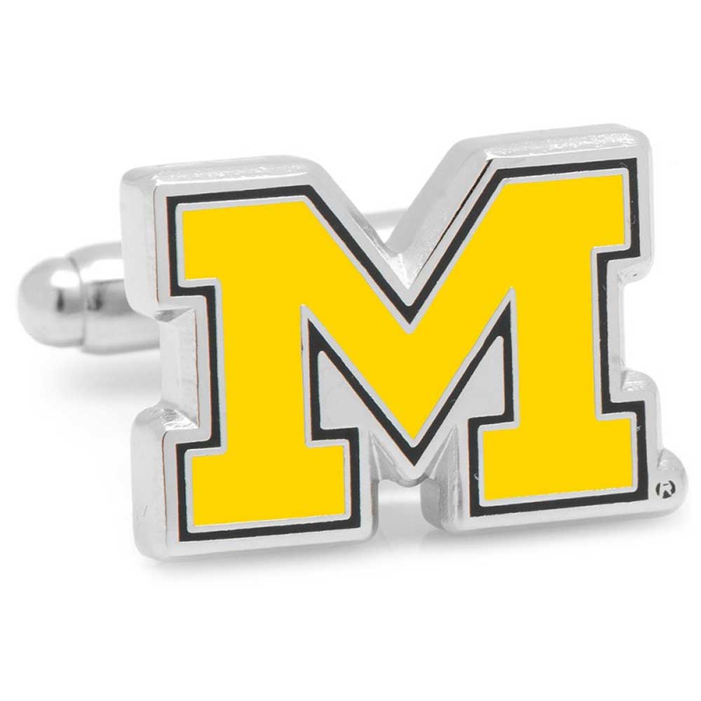 Silver Plate University Of Michigan Wolverines Cufflinks. Officially Licensed Ncaa.
