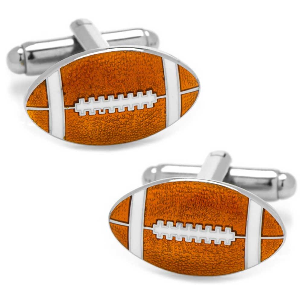 Football Cufflinks Enamel W/Bullet Back Closure.