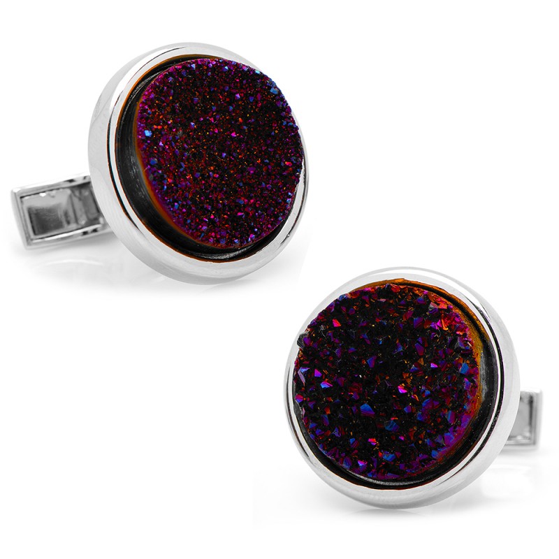 Round Red Glitter Cufflinks