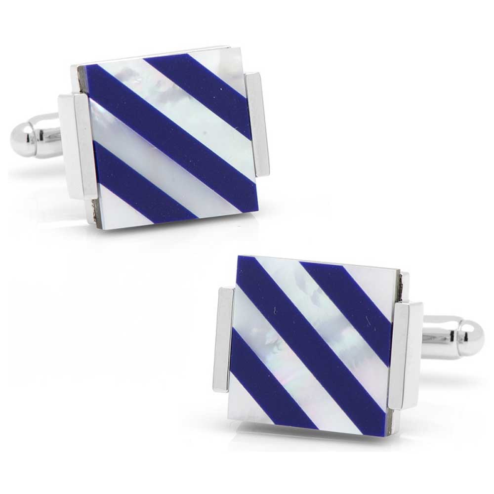 Floating Lapis & Mop Striped Cufflinks