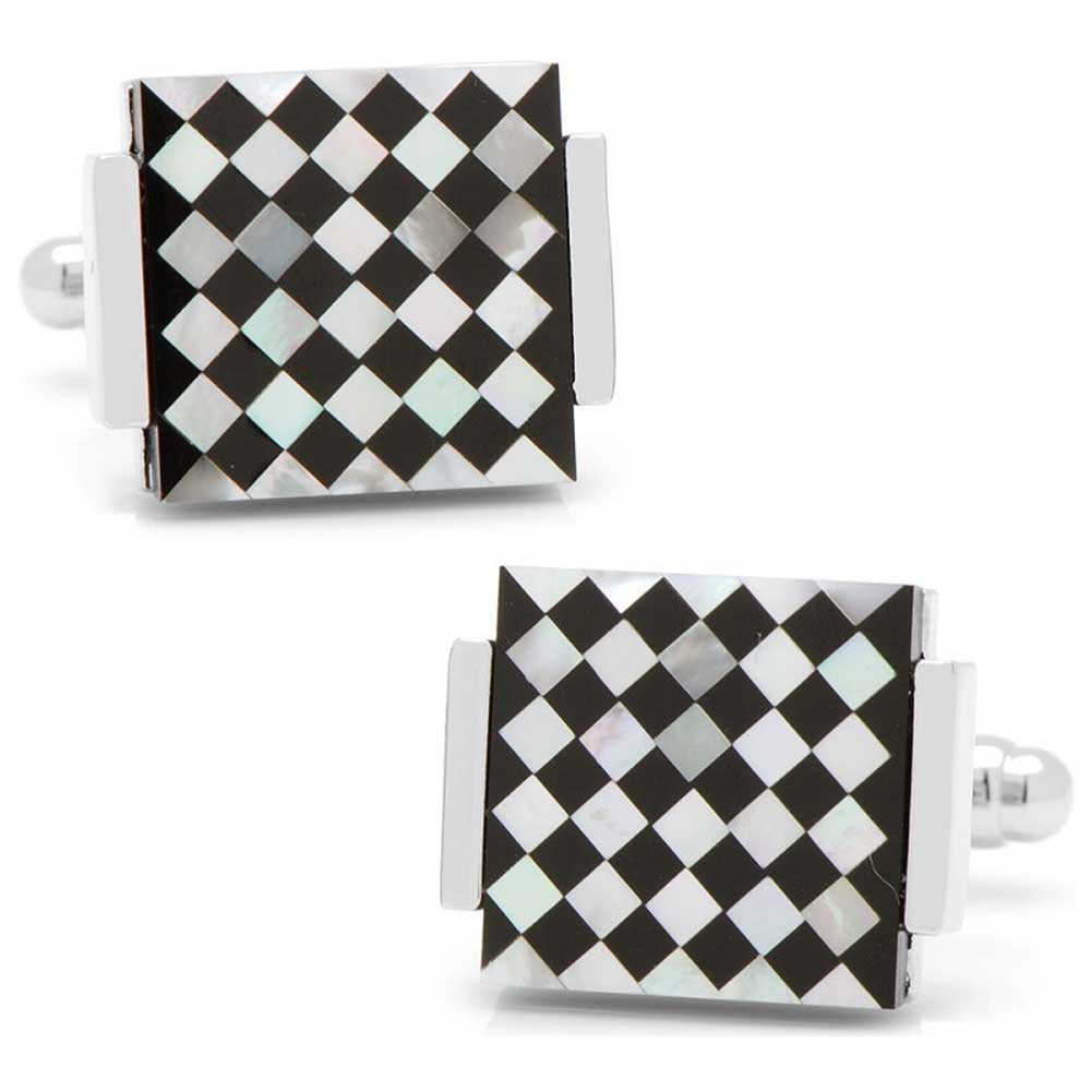 Floating Onyx & Mop Checkered Cufflinks