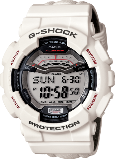 G-Shock White Bezel On White Strap W/Red & Gray Lettering