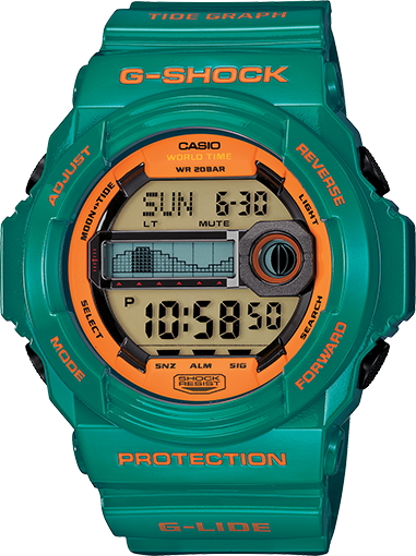 G-Shock Stainless Steel Grn & Orange Rubber