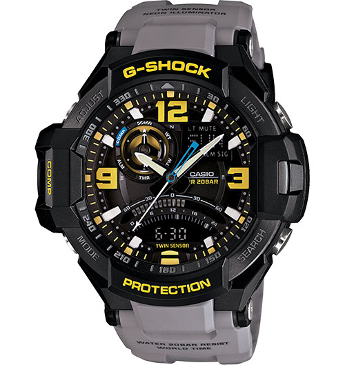 G-Shock Aviation Twin Sensor Grey/Black Yellow Accents