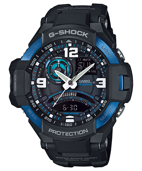 G-Shock Aviation Twin Sensor Resin Blue Ip Bezel