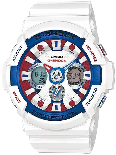 G-Shock Xl Ltd White W/Red & Blue Accents Ana-Digi