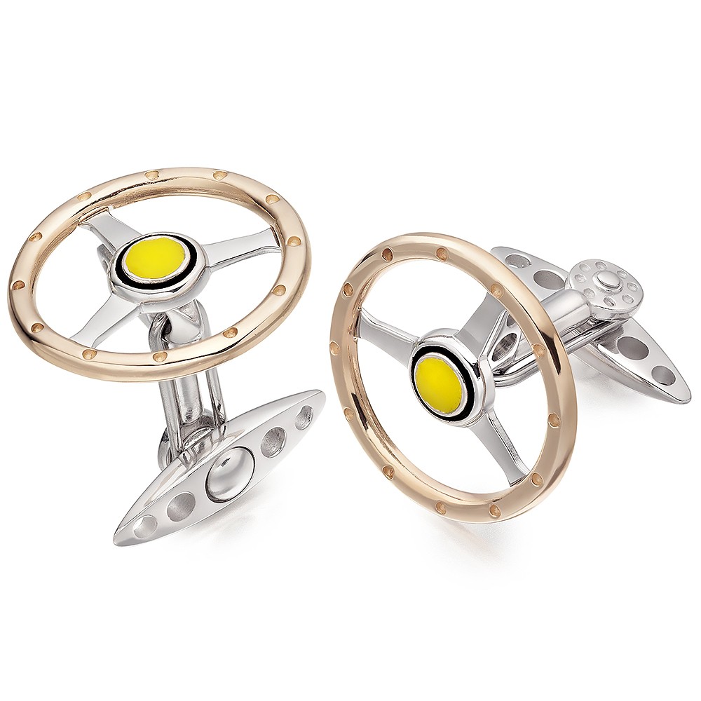 Sterling Silver Rfm Volante Steering Wheel Cufflinks