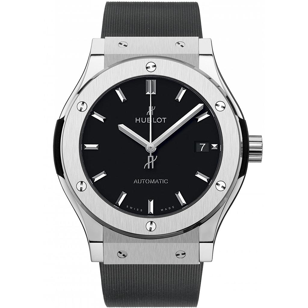 Hublot Classic Fusion 45m Titanium W/Black Bezel & Date @ 3:00