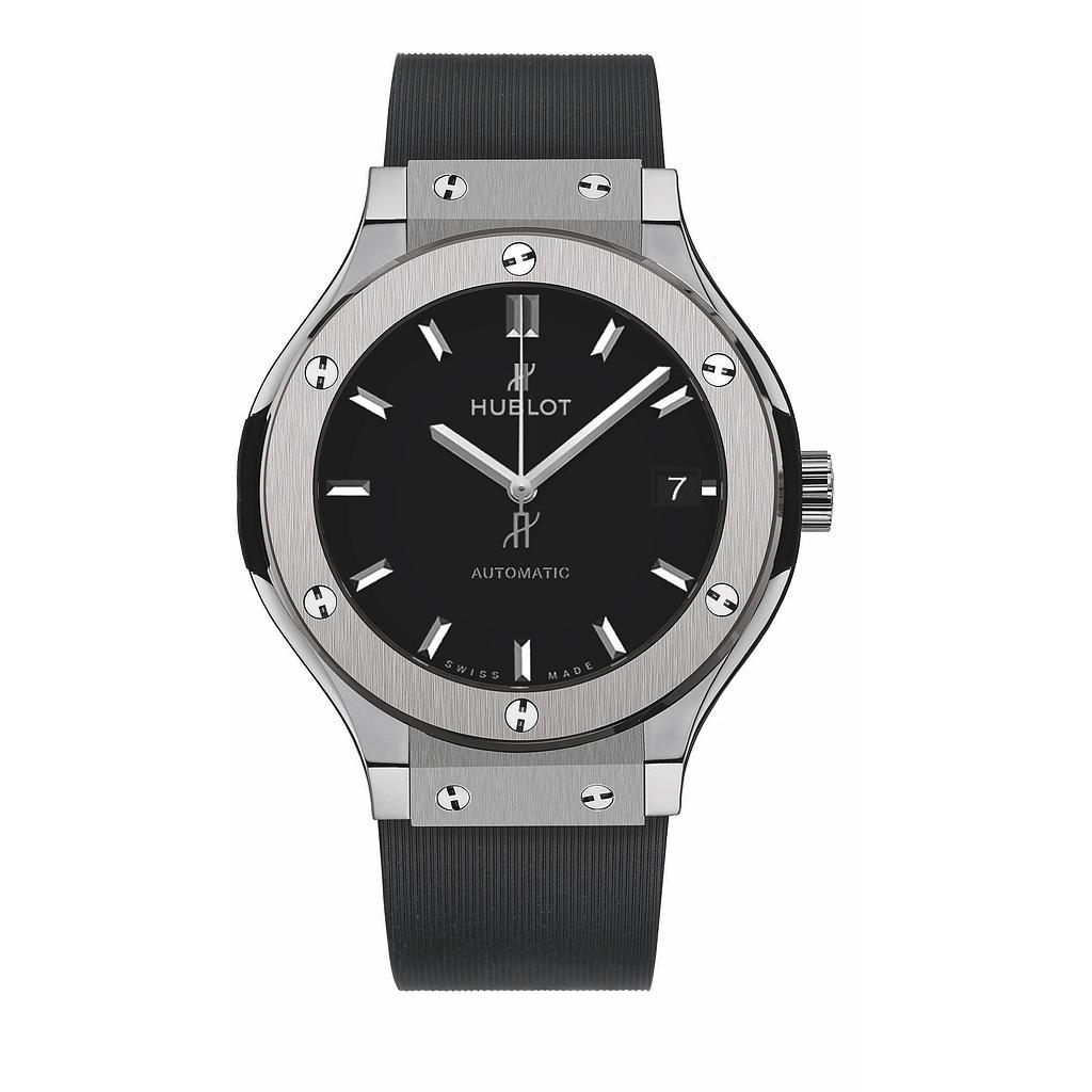 Hublot Classic Fusion 38m Titanium W/Black Dial & Date @ 3:00