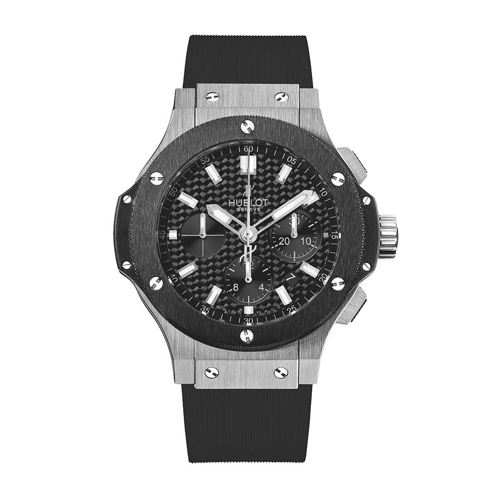 Hublot Big Bang 44m Chrono Stainless Steel Case & Cer Bezel W/Carbon Fiber Dial