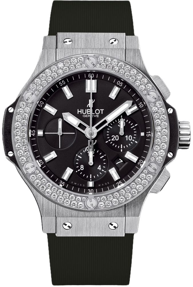 Hublot Big Bang 41m Stainless Steel Chrono W/Diamond Bezel 114rb=1.18cttw