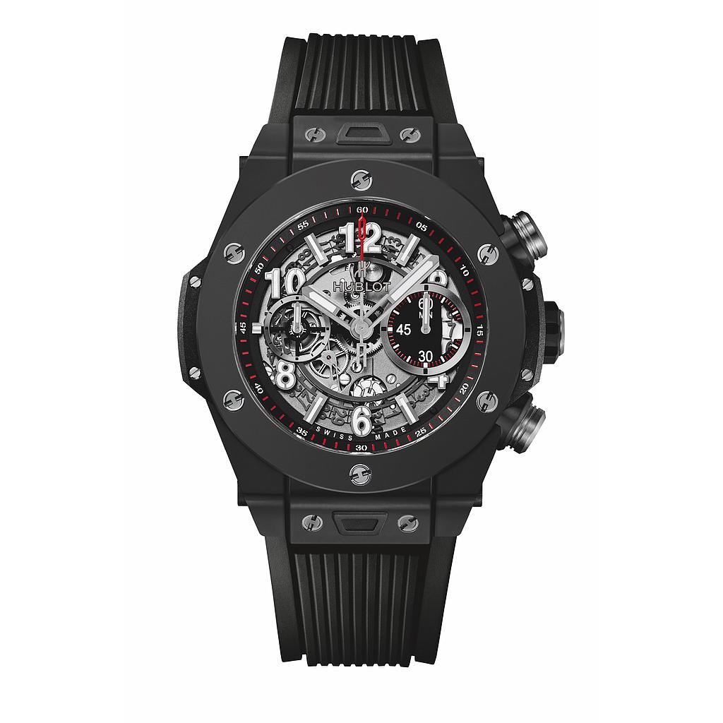 Hublot Big Bang 45m Chrono Black Ceramic Case & Bezel W/Skeleton Dial