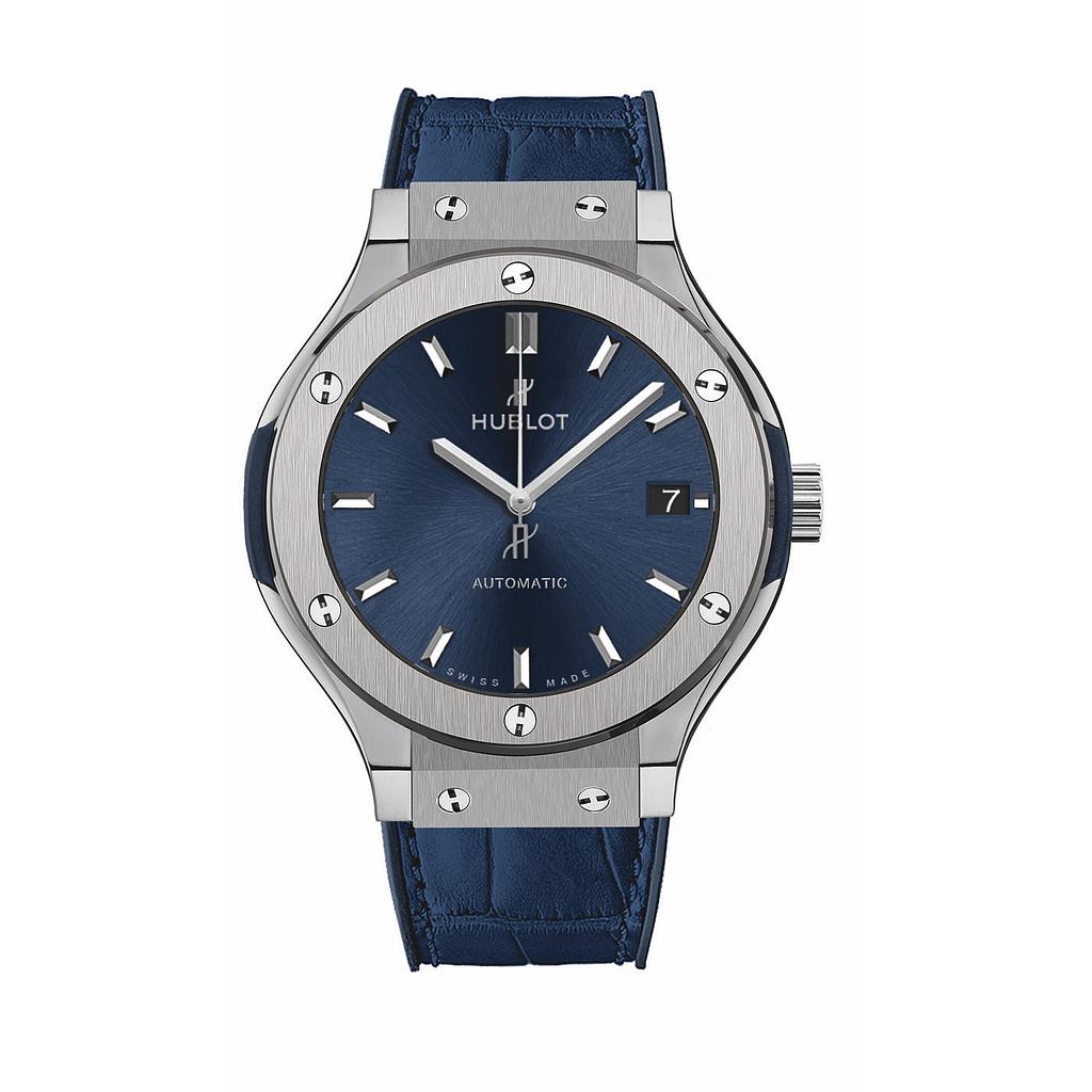 Hublot Classic Fusion 38m Titanium W/Blue Dial