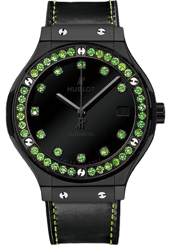 Hublot Ladies All Black W/Green Bezel