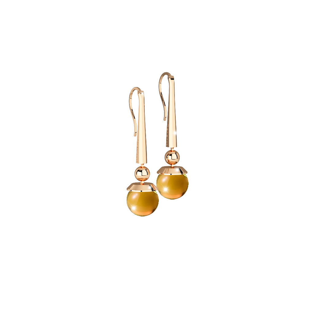Rebecca Yellow Gold Plate Dangle Earring W/Yellow Stone