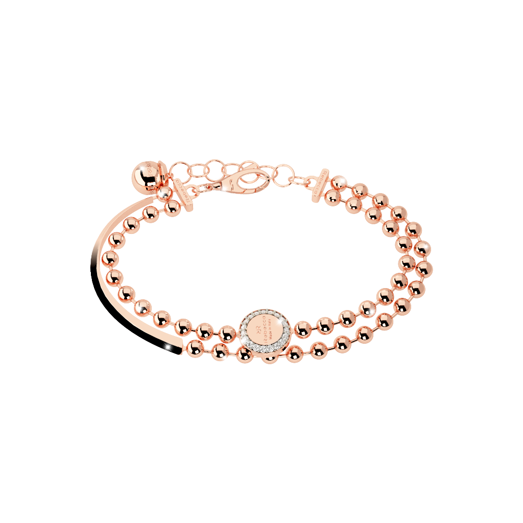 Rebecca Rose Gold Plated Blvd Stone Double Strand Brac