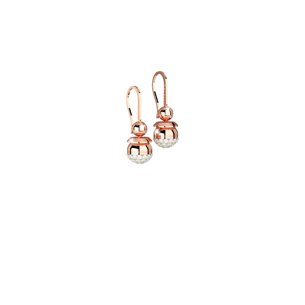 Rebecca Rose Gold Plated Dangle Earring W/White Stones