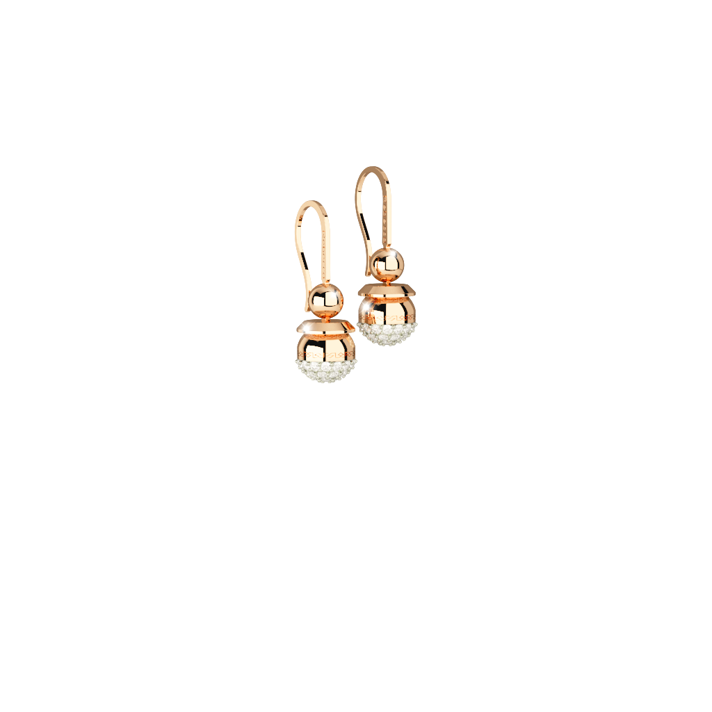 Rebecca Yellow Gold Plated Dangle Earrings W/White Stones