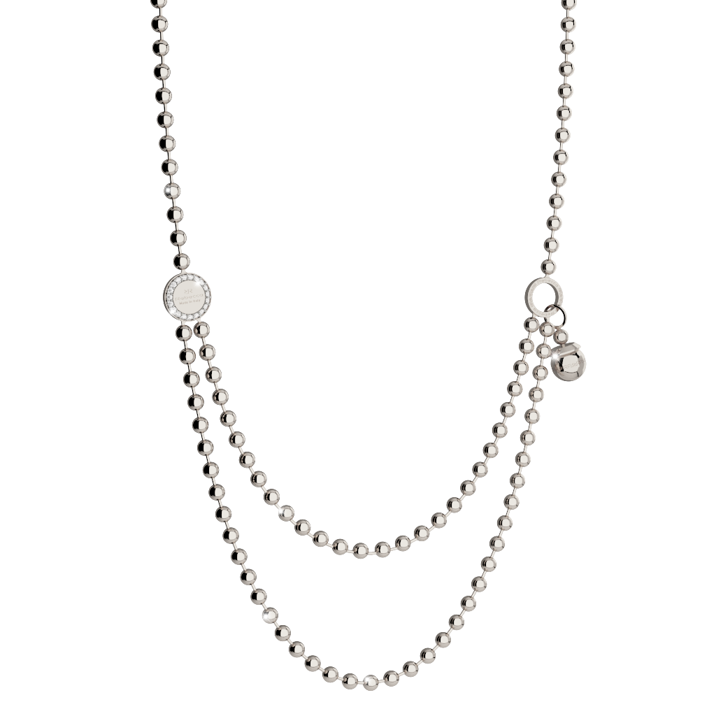 Rebecca White Gold Plated Beaded Necklace W/Silver Prl