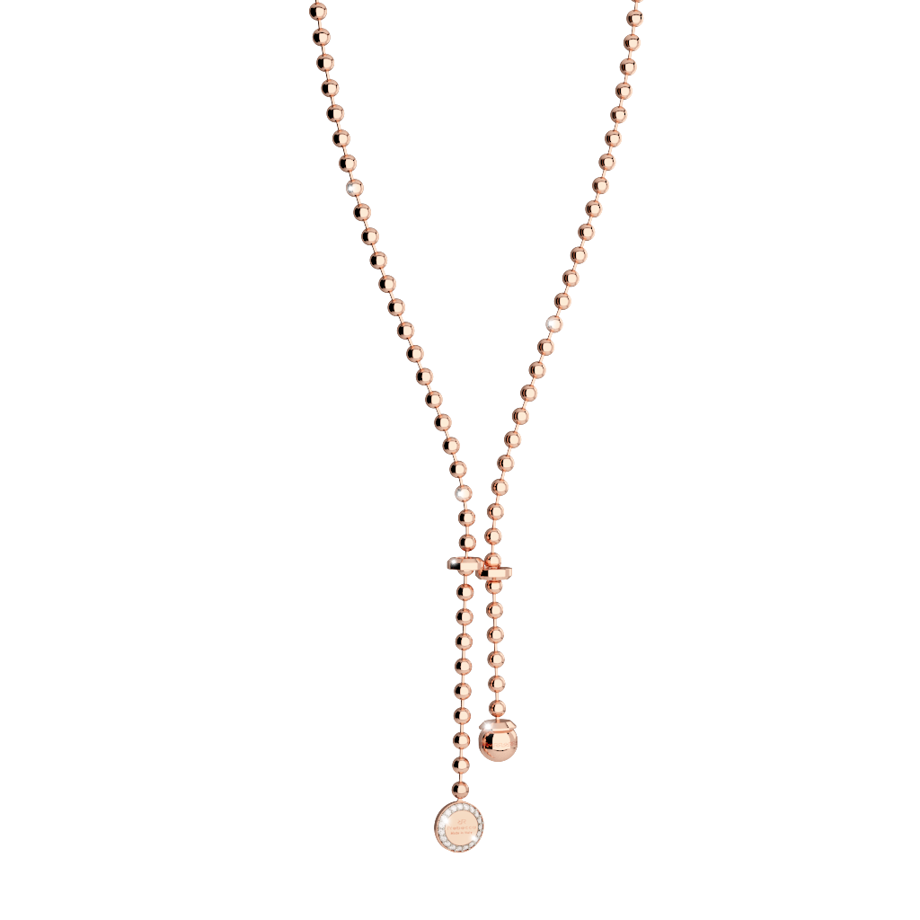 Rebecca Rose Gold Plated Adjustable Necklace W/Rg Plated Prl