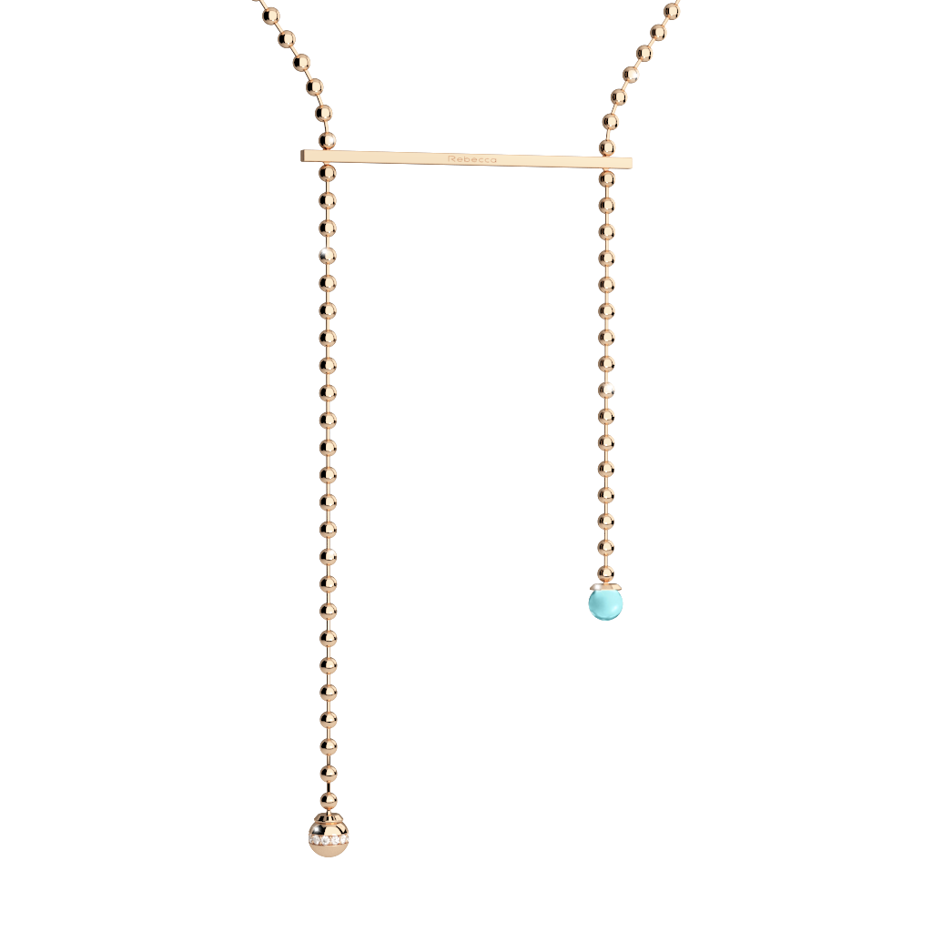 Rebecca Rose Neckalce Wtih Bar & A Bead At Each End